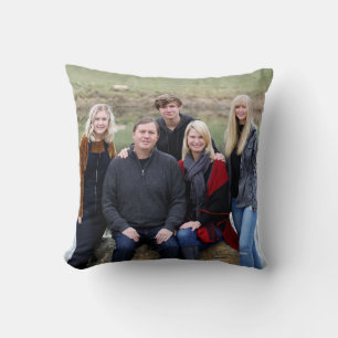 Blaue Familien-Foto-Quote Wellenmuster-Doppelseiti Kissen