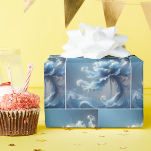 Blaue Fancy-Fantasieblume Geschenkpapier