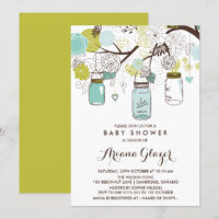 Blaue Fantasie-Mason-Gläser Baby-Shower-Einladung