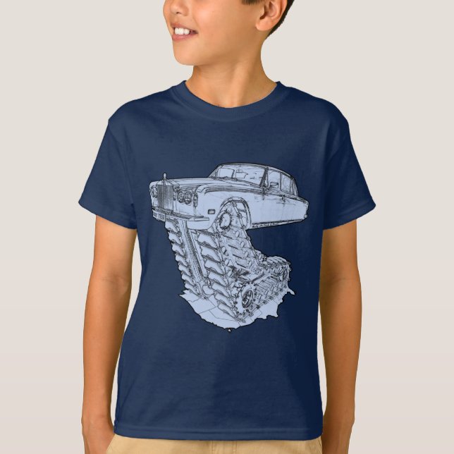 Blaue Fantasie Rolls Royce T-Shirt (Vorderseite)