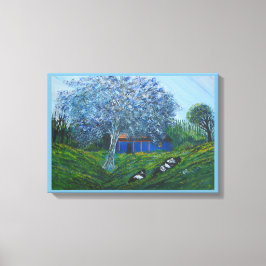 Blaue Fantasy Abstrakter Baum Vivid Landschaft Leinwanddruck
