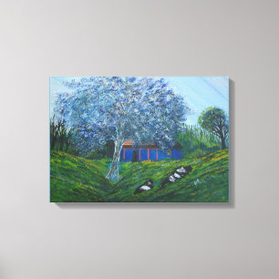 Blaue Fantasy Abstrakter Baum Vivid Landschaft Leinwanddruck