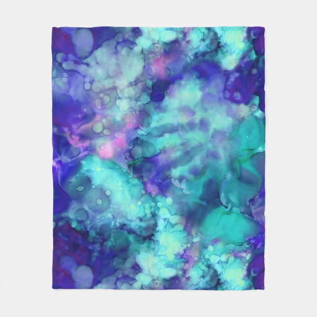 Blaue Fantasy Aquarellfarben: Fleecedecke (Vorderseite)