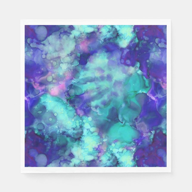 Blaue Fantasy Aquarellfarben: Serviette (Vorderseite)