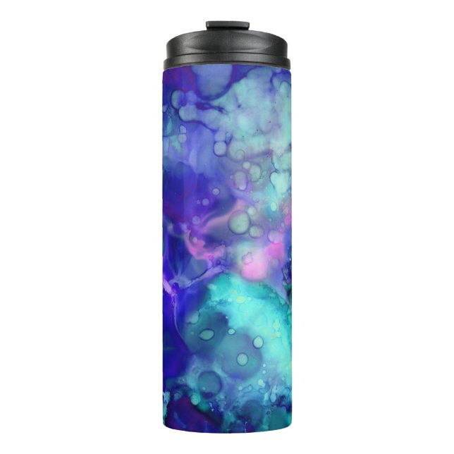 Blaue Fantasy Aquarellfarben: Thermosbecher (Vorderseite)