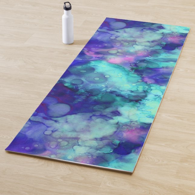 Blaue Fantasy Aquarellfarben: Yogamatte (Beispiel)