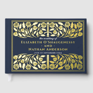 Blaue Fantasy Royal Mittelalterliches Hochzeitssch Gästebuch