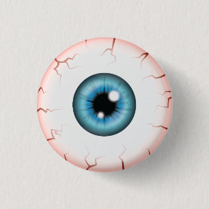 Blaue Farb-Augen-Halloween-Augapfel mit Blutunterl Button