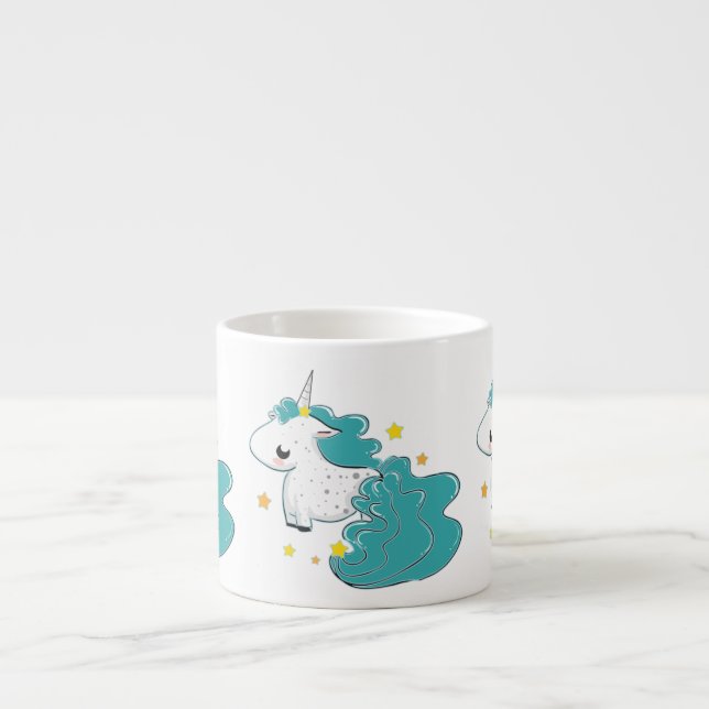 Blaue FarbCartoon Unicorns mit der Sternbaby-Tasse Espressotasse (Vorderseite)