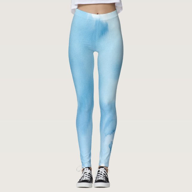 Blaue Farbe Abstrakt Leggings (Vorderseite)