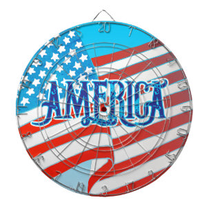 Blaue Farbe AMERIKA Vintage Grunge Text USA-Flagge Dartscheibe