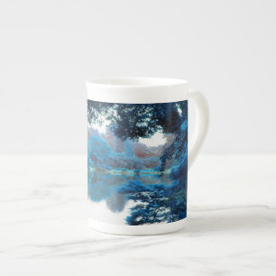 Blaue Farbe cool, einzigartige Natur, See Prozellantasse