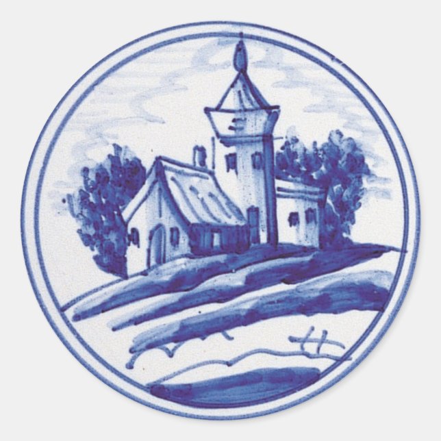 Blaue Farbe Runder Aufkleber (Vorderseite)