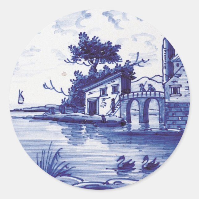 Blaue Farbe Runder Aufkleber (Vorderseite)