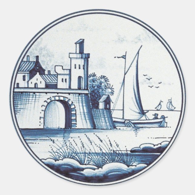 Blaue Farbe Runder Aufkleber (Vorderseite)