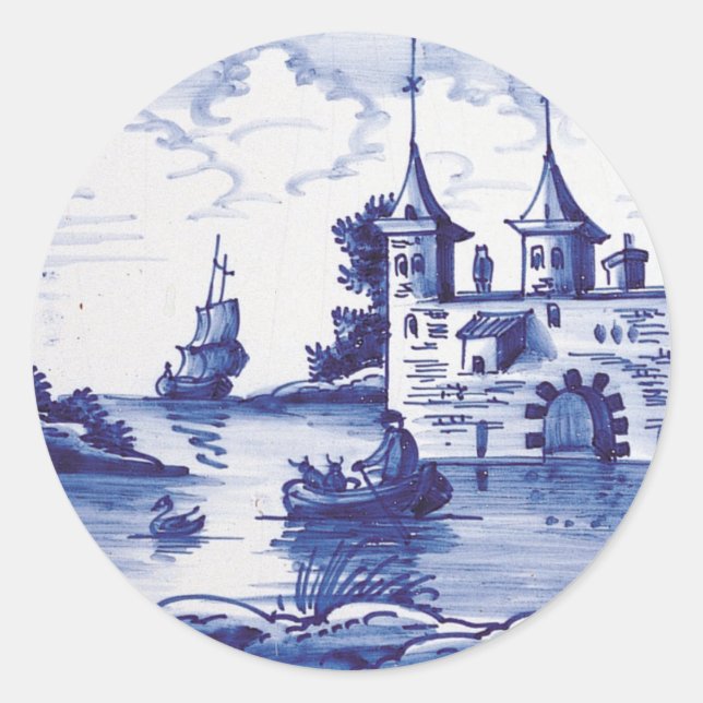 Blaue Farbe Runder Aufkleber (Vorderseite)