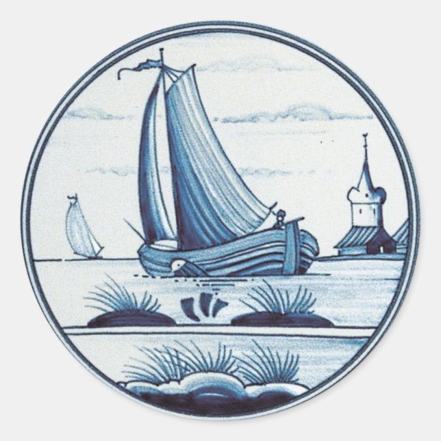 Blaue Farbe Runder Aufkleber (Vorderseite)