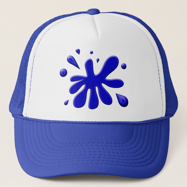 Blaue Farbe Splodge Truckerkappe (Vorderseite)