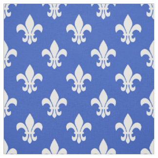 Blaue Farbe, Weißes Fleur De Lis Muster Stoff