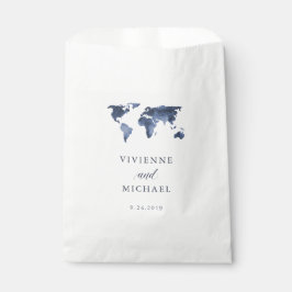 Blaue Farbe | Weltkarte Hochzeit Geschenktütchen