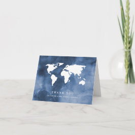 Blaue Farbe | World Map Vielen Dank Dankeskarte