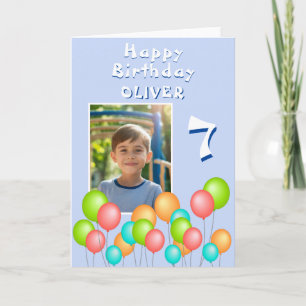 Blaue farbenfrohe Partyballons Kindergeburtstag Fo Karte