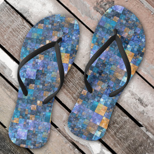 Blaue farbige karierte Mosaikflippen Flip Flops