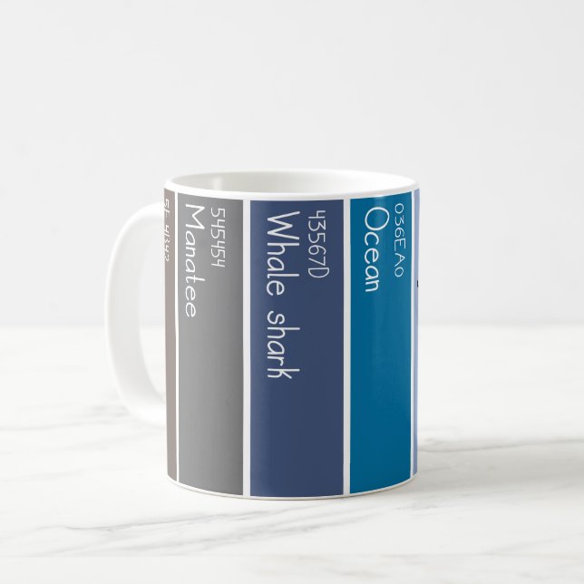 Blaue Farbpalette Ocean Paint Chips  Kaffeetasse (Vorderseite Links)