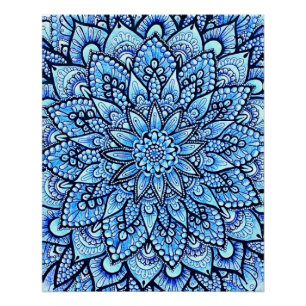 Blaue Farbstift-Mandala-Design Glänzendes Poster