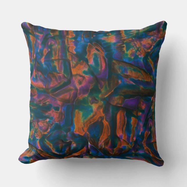 Blaue Farbtöne aus gealtertem Kupfer Kissen (Vorderseite)