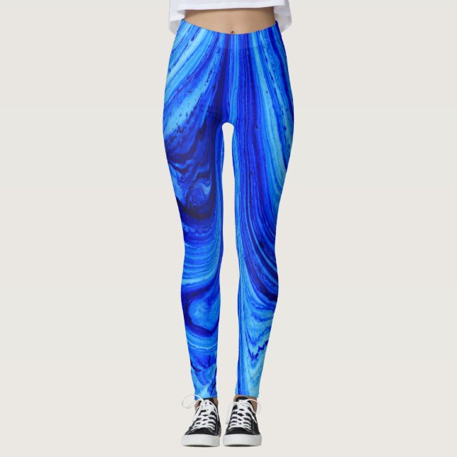 Blaue Farbtöne der Aquarellkunst Leggings (Vorderseite)