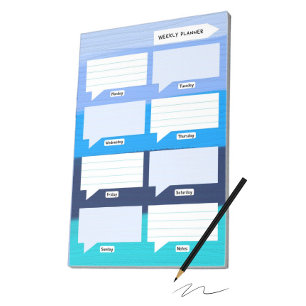 Blaue Farbtöne des wöchentlichen Planers Notizblock