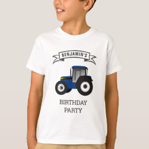 Blaue Farm Traktor Kindergeburtstagsfeier T-Shirt