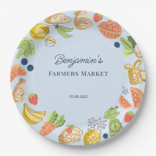 Blaue Farmers Market Farm Fresh Geburtstagsfeier Pappteller