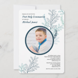 Blaue Farne Foto-Einladung Einladung