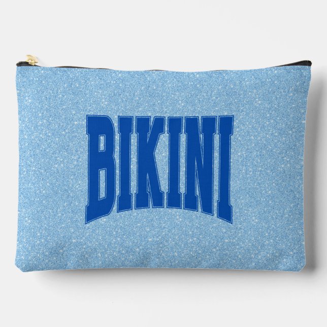 Blaue Faux-Glitter + Navy BIKINI Zubehörtasche (Vorderseite)