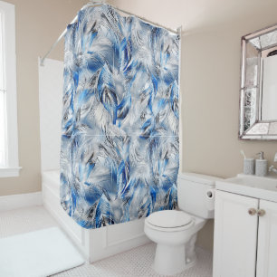 Blaue Feder Elegant Modern und Stylisch Duschvorhang