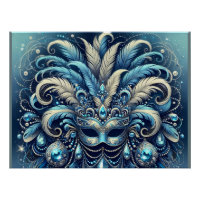 Blaue Feder-Maskenballmasken-Illustration