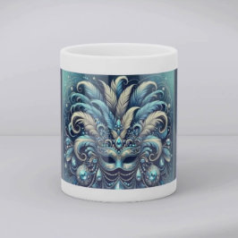 Blaue Feder-Maskenballmasken-Illustration Tasse