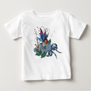 Blaue Fee für Blumenmuster Design 1 Baby T-shirt