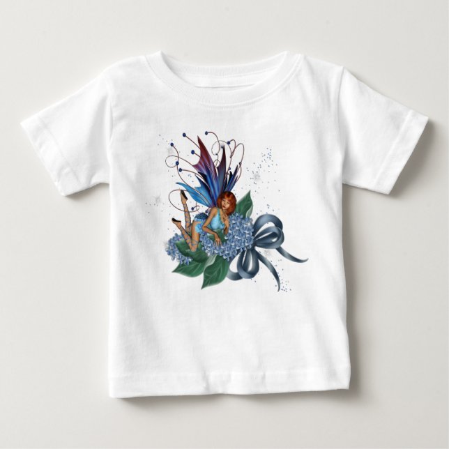 Blaue Fee für Blumenmuster Design 1 Baby T-shirt (Vorderseite)