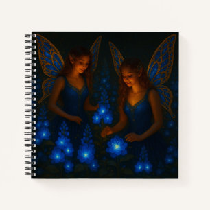 Blaue Fee Ruhig Friedlich Fantasie Blumenmuster Notizbuch