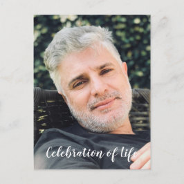 Blaue Feier mit Foto Beerdigung Einladung Postkarte