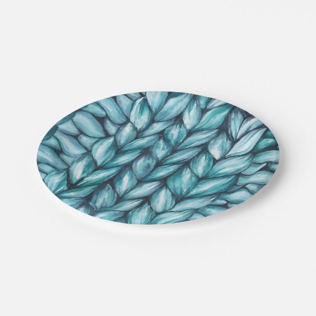 Blaue Feiertage Pappteller (Schrägansicht)