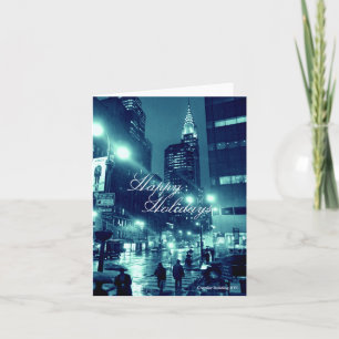 Blaue Feiertags-Karte Chrysler-Gebäude-NYC Feiertagskarte