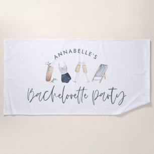 Blaue, feminine, moderne Cocktail-Schrift Junggese Strandtuch