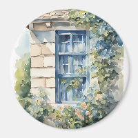 Blaue Fenstersteinmauer Cottage Reben