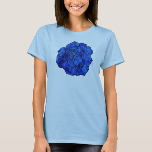 Blaue Feuer-Rosen-Behälter-Spitze T-Shirt