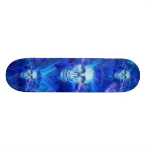 Blaue Feuerschädel Skateboard