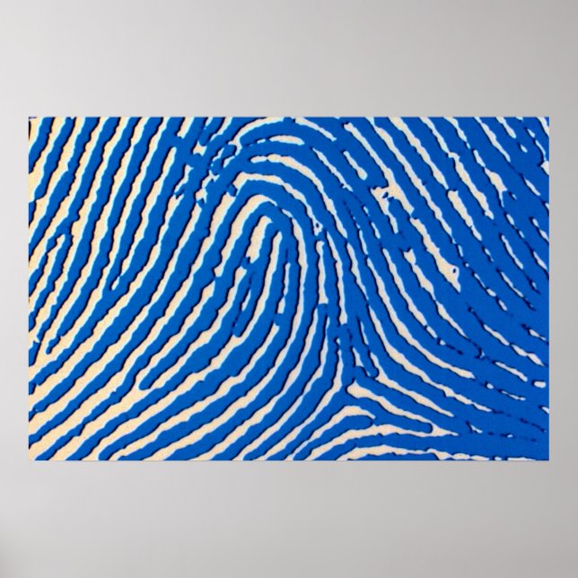 Blaue Fingerabdruckvergrößerung Poster (Vorne)